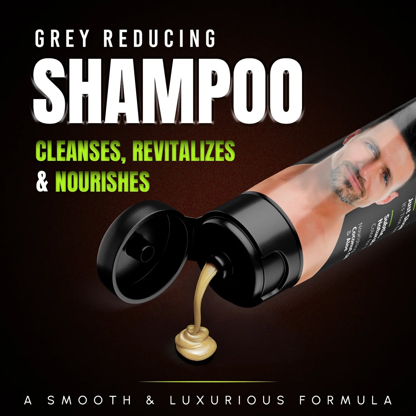 Herbishh Gray Reducing Shampoo for Men – Natural 3-in-1 Hair Darkening & Conditioning Shampoo – Ammonia-Free Formula for Hair & Beard (200ml)