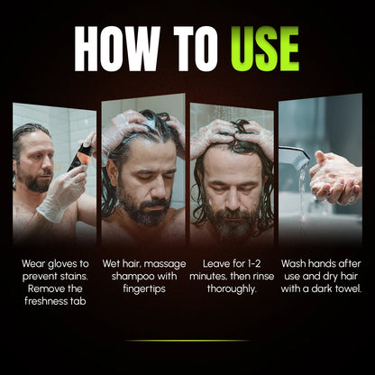 Herbishh Gray Reducing Shampoo for Men – Natural 3-in-1 Hair Darkening & Conditioning Shampoo – Ammonia-Free Formula for Hair & Beard (200ml)