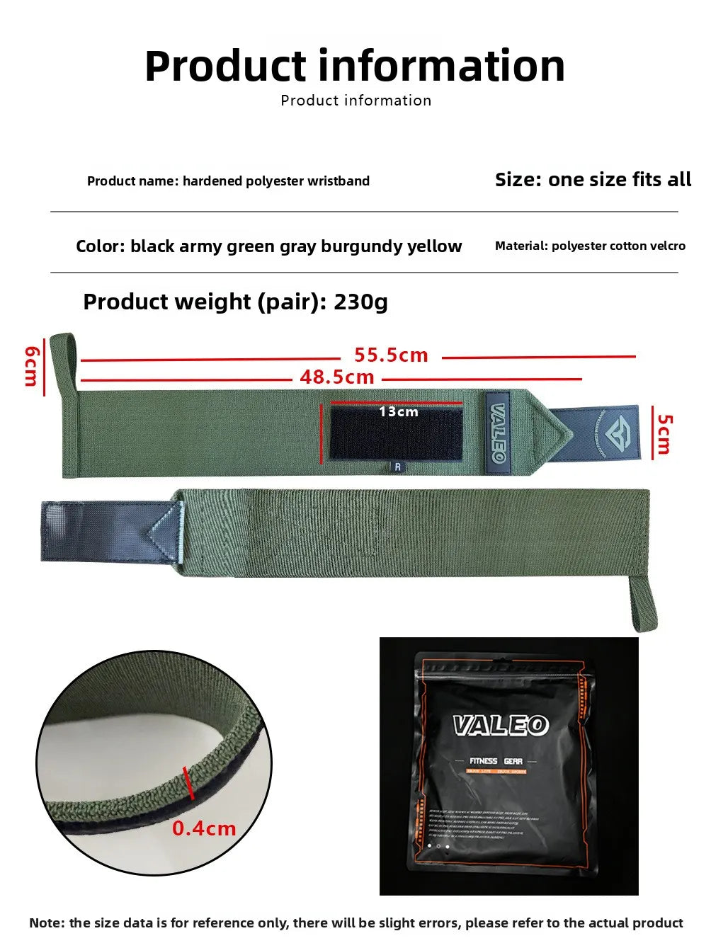 Valeo Reinforced Wrist Wrap for Weight-Powerlifters