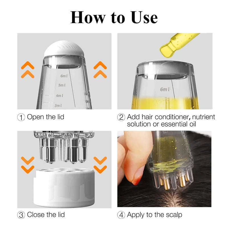 Scalp Applicator Comb Hair Scalp Oil Applicator Ball Root Comb Bottle Hair Growth Oil Applicator Bottle with Scalp Massager Comb