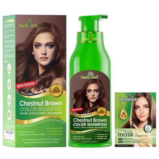Herbishh™ Herbal Black Hair Color Shampoo - Colors Hair in Minutes – Lasts Up To 3-4 Weeks – 500ML – 3-In-1 Hair Color