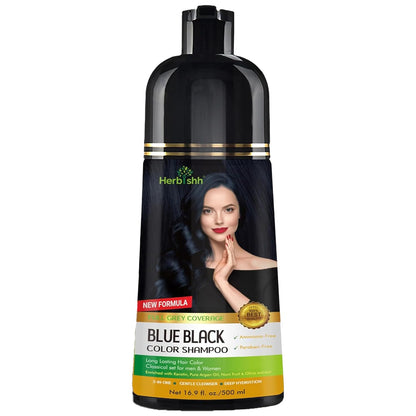 Herbishh™ Herbal Black Hair Color Shampoo - Colors Hair in Minutes – Lasts Up To 3-4 Weeks – 500ML – 3-In-1 Hair Color