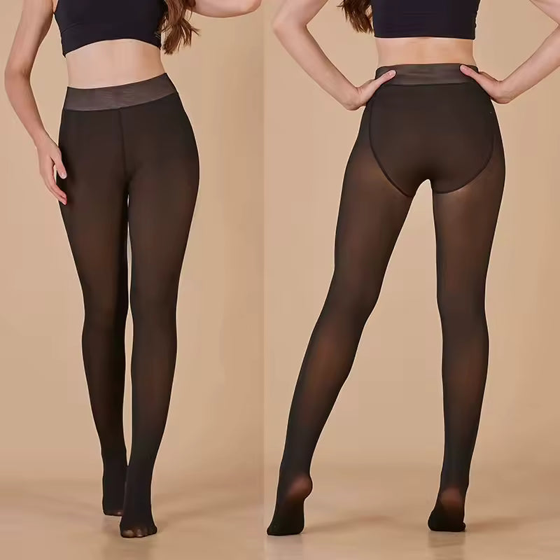 Fleece Lined Tights – Sheer Look Thermal Leggings for Winter