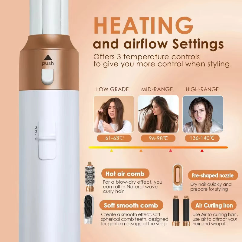 LifeBoost™ 5-in-1 Hair Dryer Hot Comb Styling Set