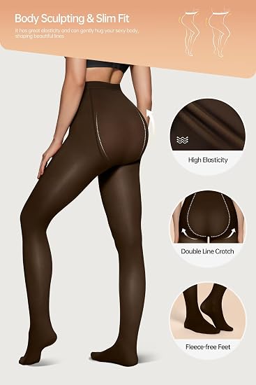 Fleece Lined Sheer Tights – Warm Winter Thermal Tights
