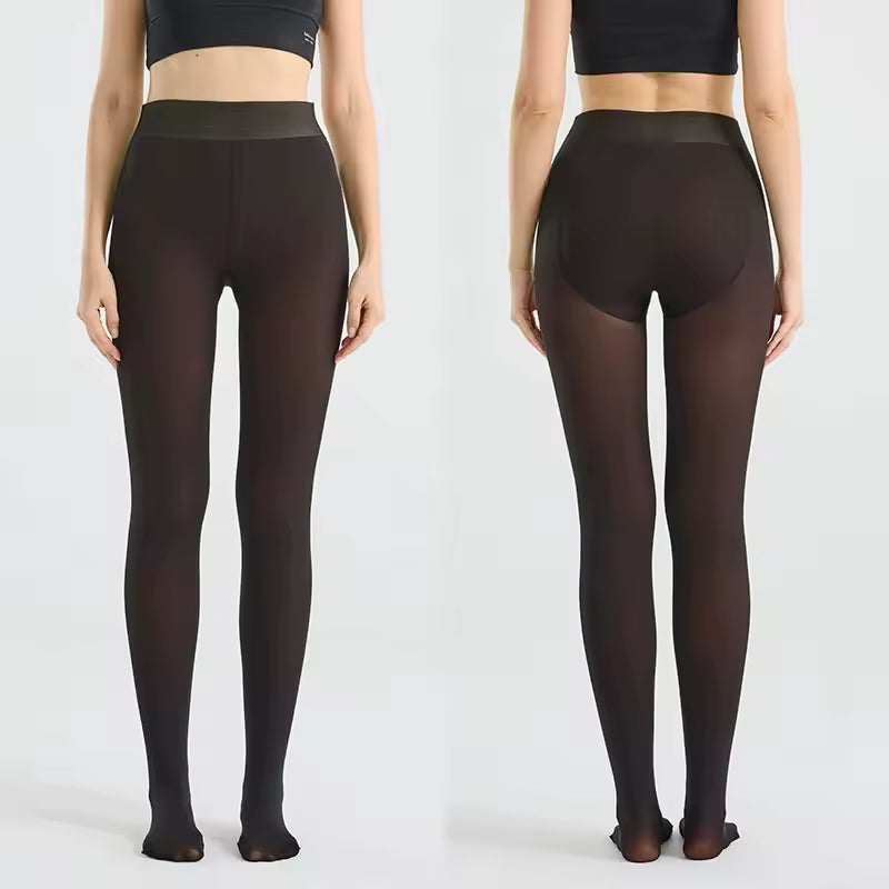 Fleece Lined Tights – Sheer Look Thermal Leggings for Winter