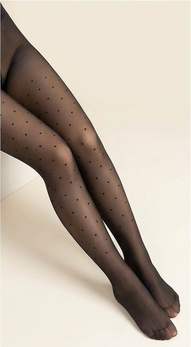 Fleece Lined Polka Dot Sheer Tights – Thermal Winter Tights