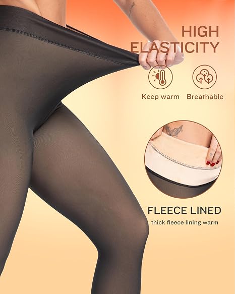 Fleece Lined Sheer Tights – Warm Winter Thermal Tights