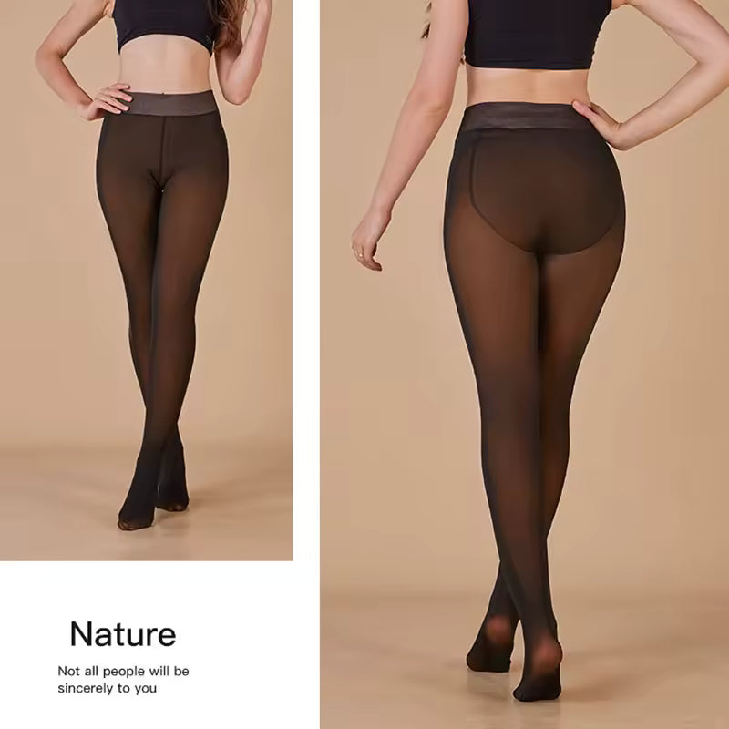 Fleece Lined Tights – Sheer Look Thermal Leggings for Winter